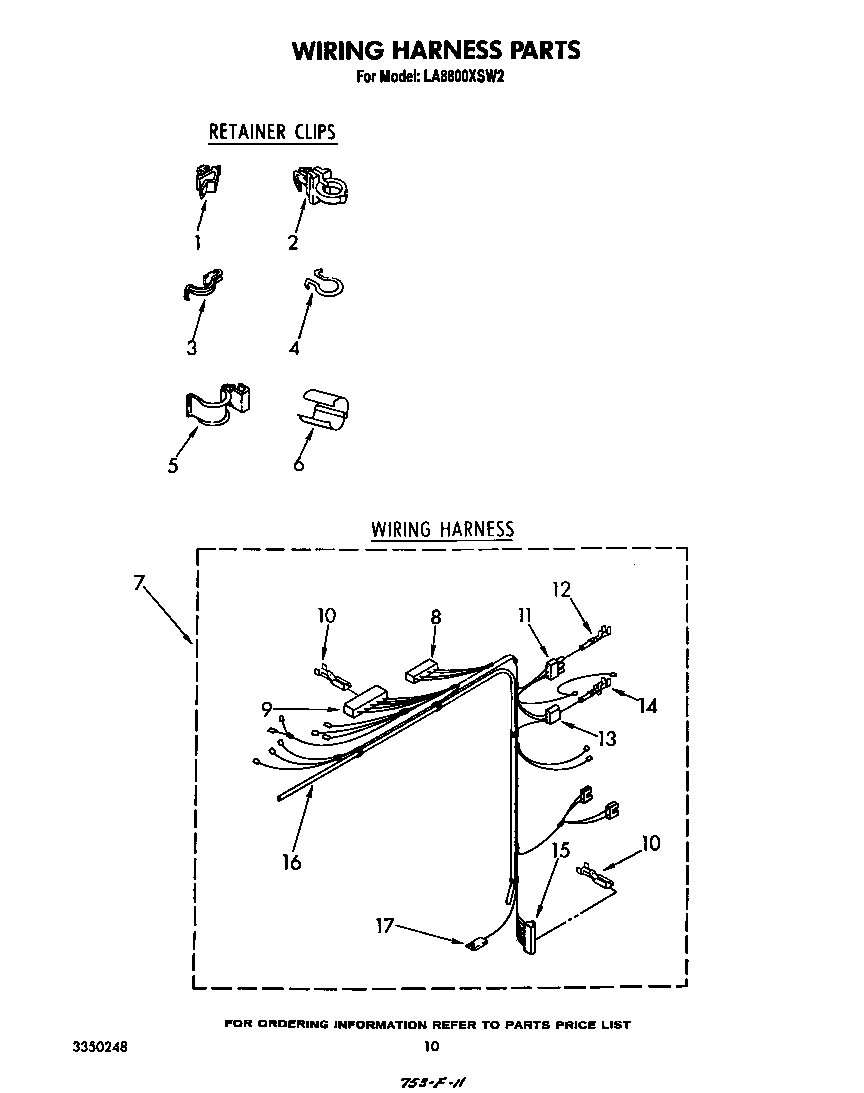 Whirlpool LA8800XSW2 wiring harness diagram
