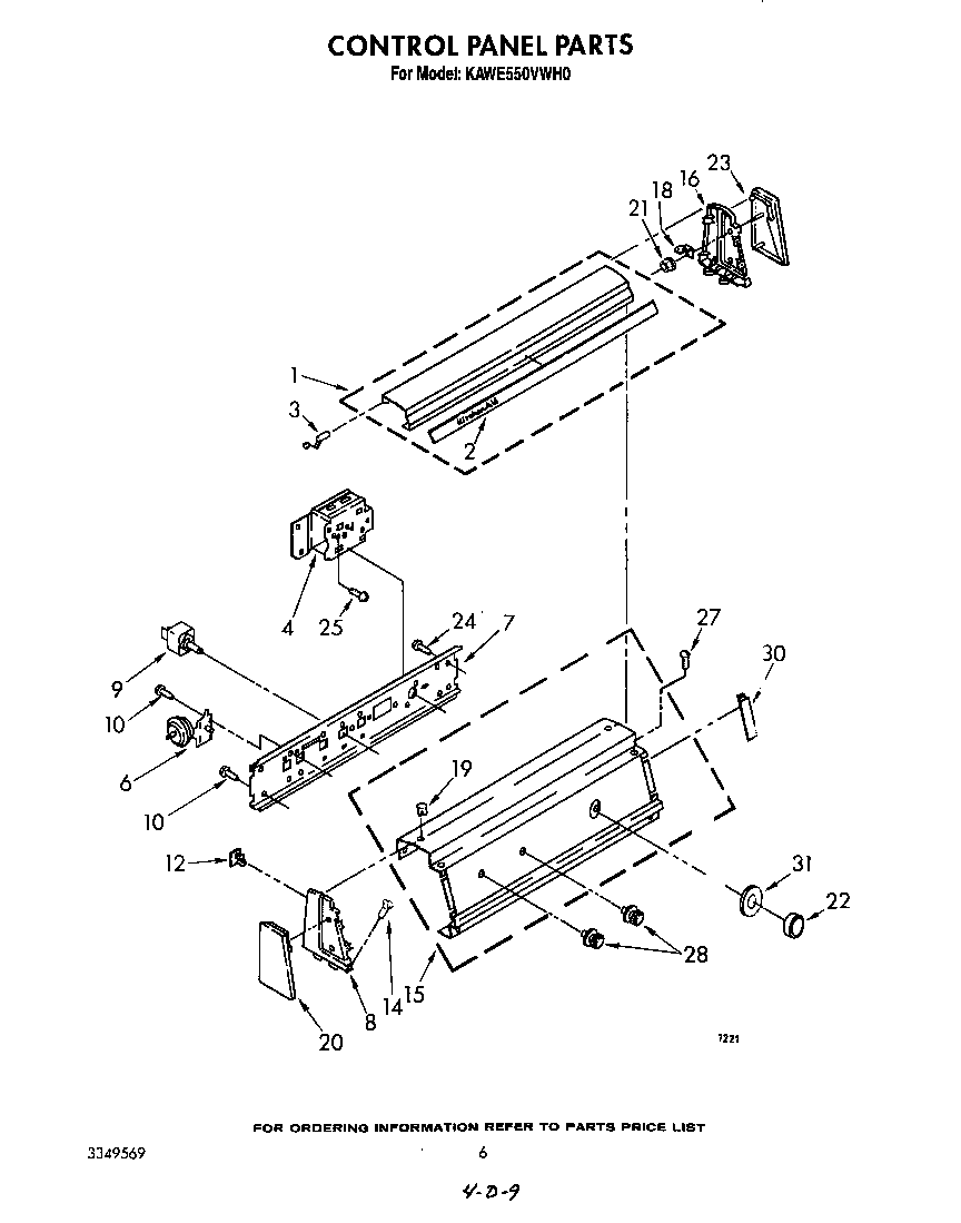 KitchenAid KAWE550VWH0 control panel diagram