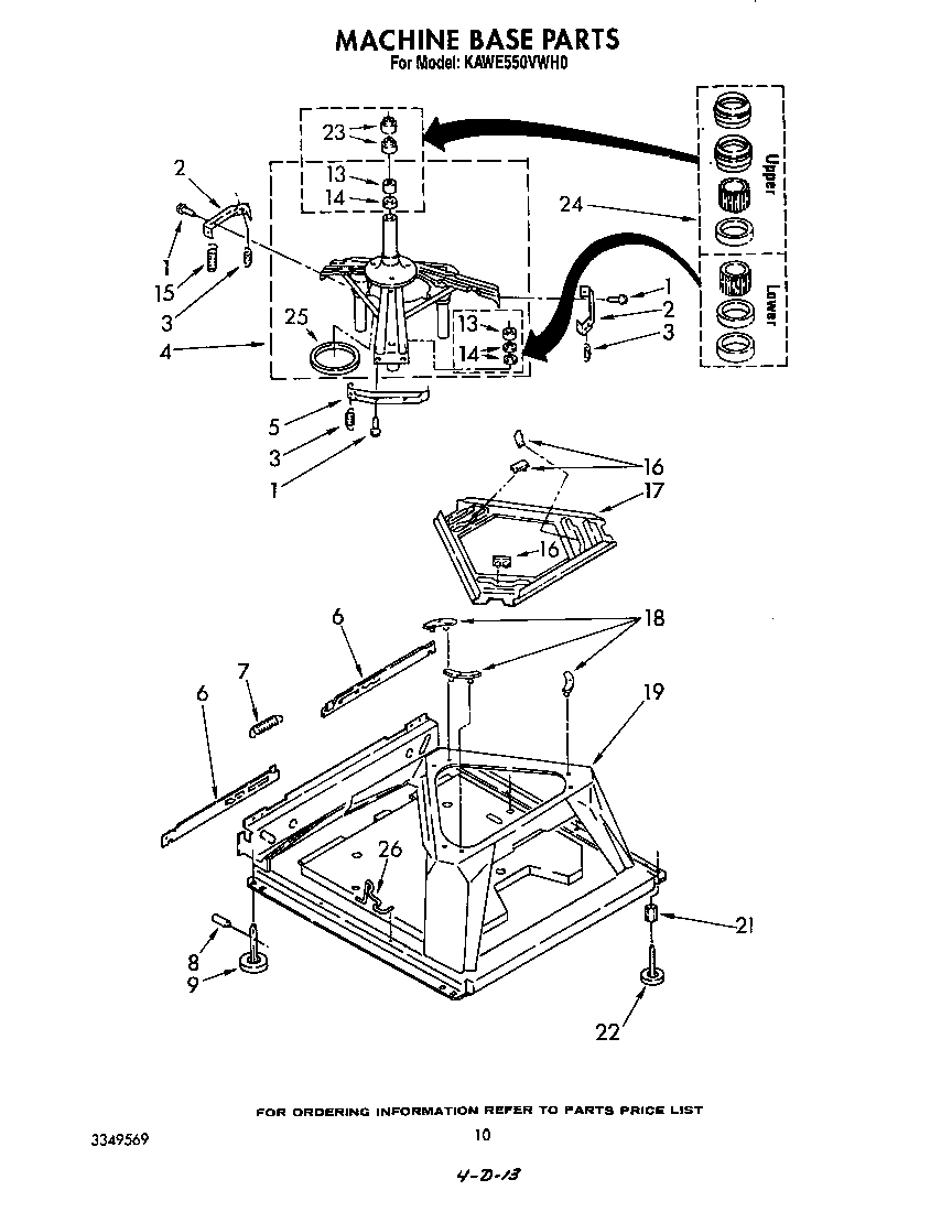 KitchenAid KAWE550VWH0 machine base diagram