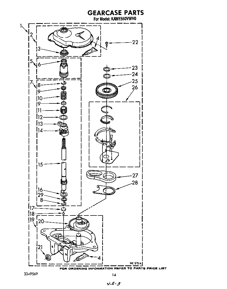 KitchenAid KAWE550VWH0 gearcase diagram