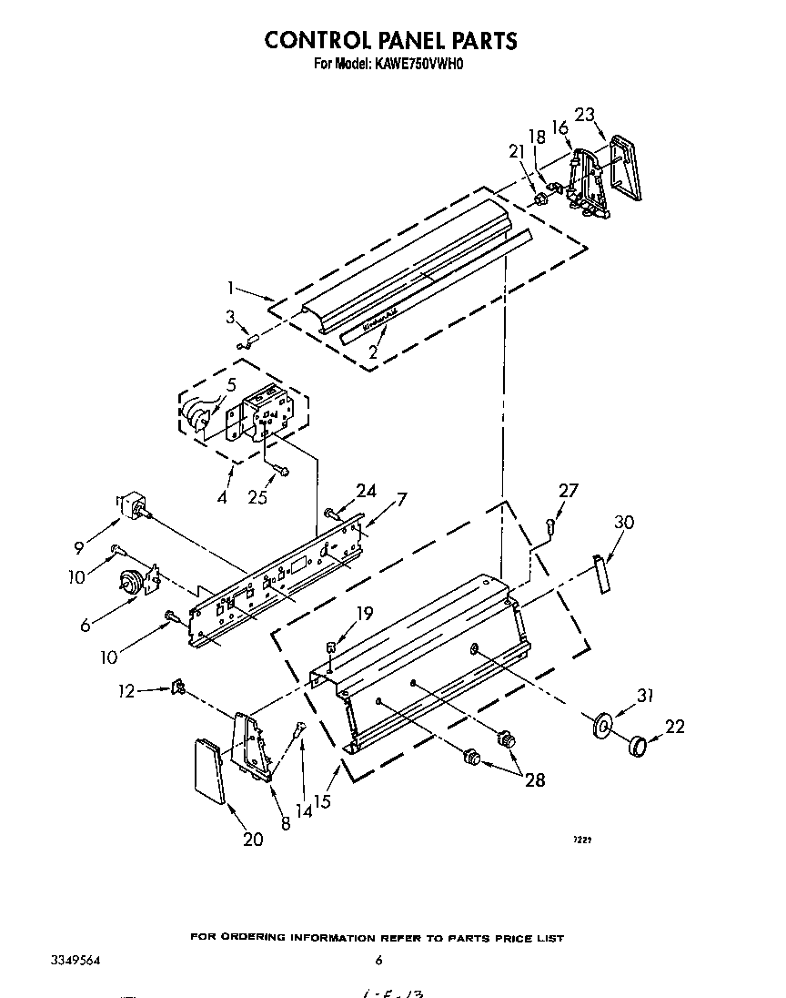 KitchenAid KAWE750VWH0 control panel diagram