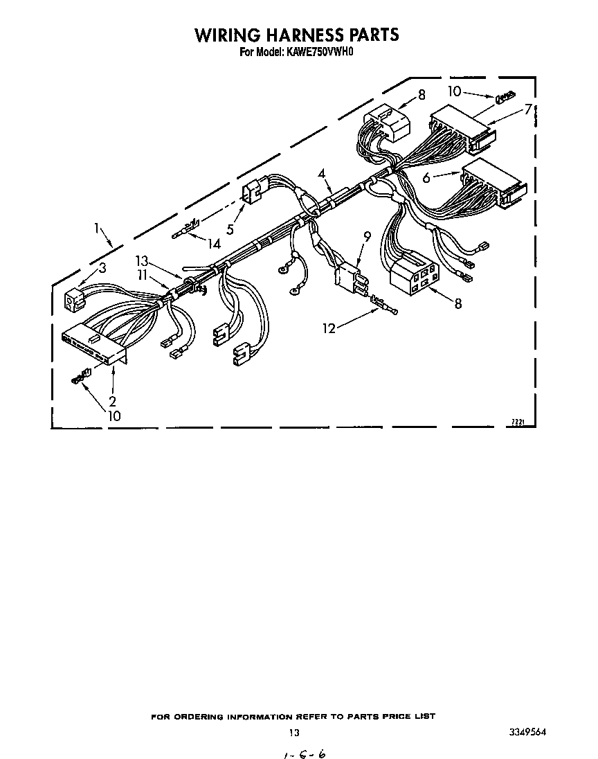 KitchenAid KAWE750VWH0 wiring harness diagram