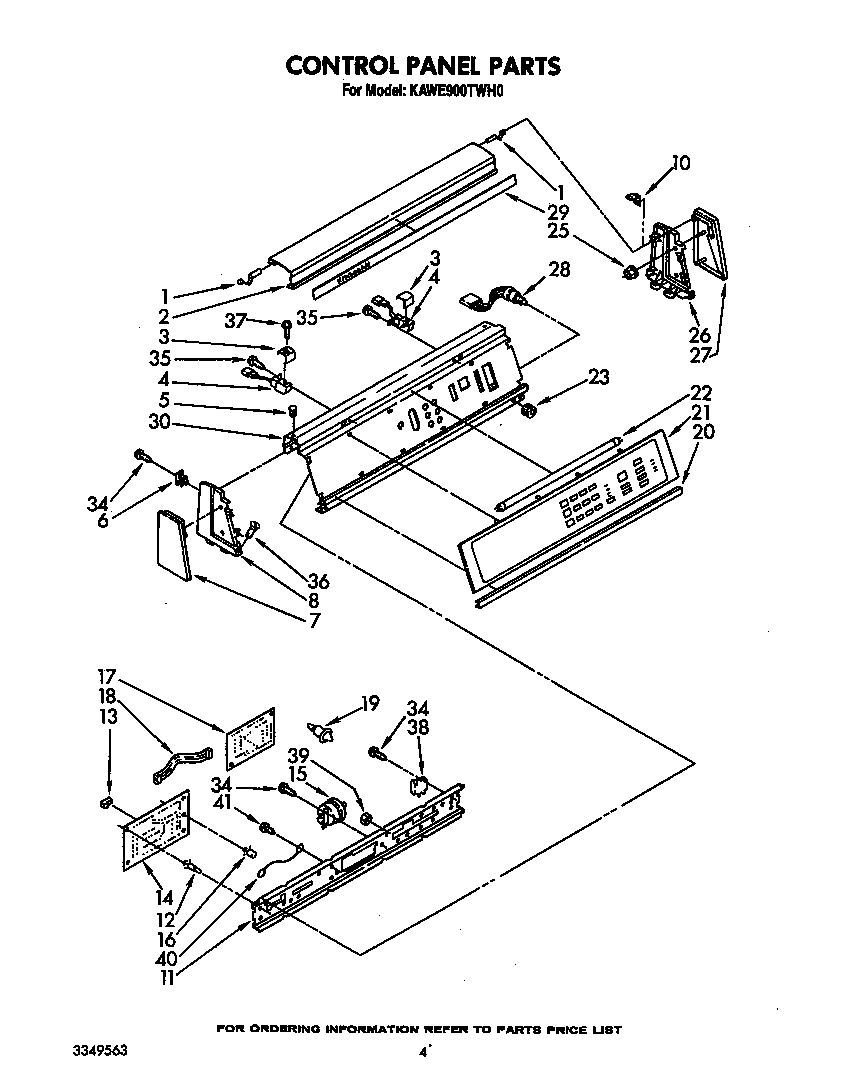 KitchenAid KAWE900TWH0 control panel diagram
