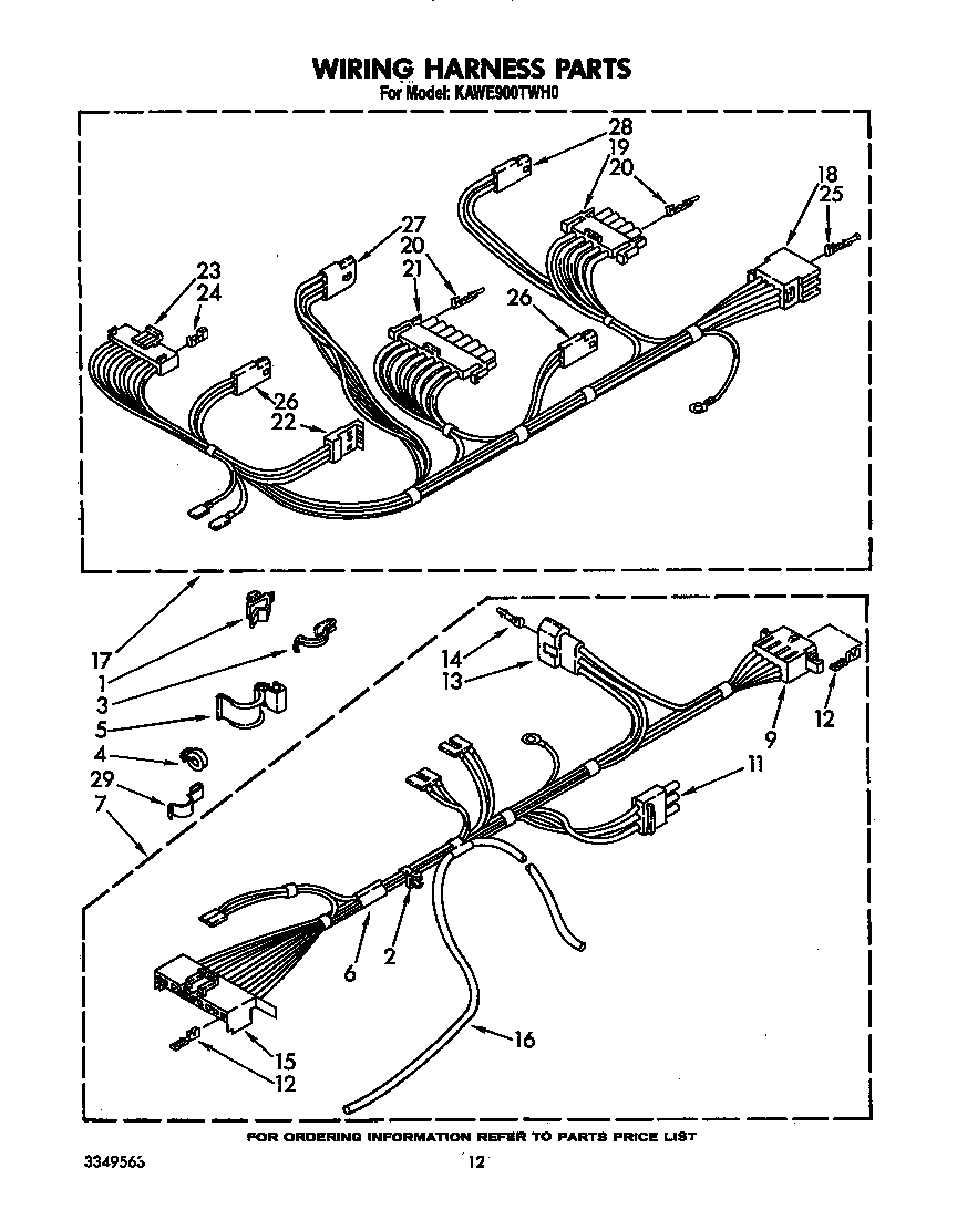 KitchenAid KAWE900TWH0 wiring harness diagram
