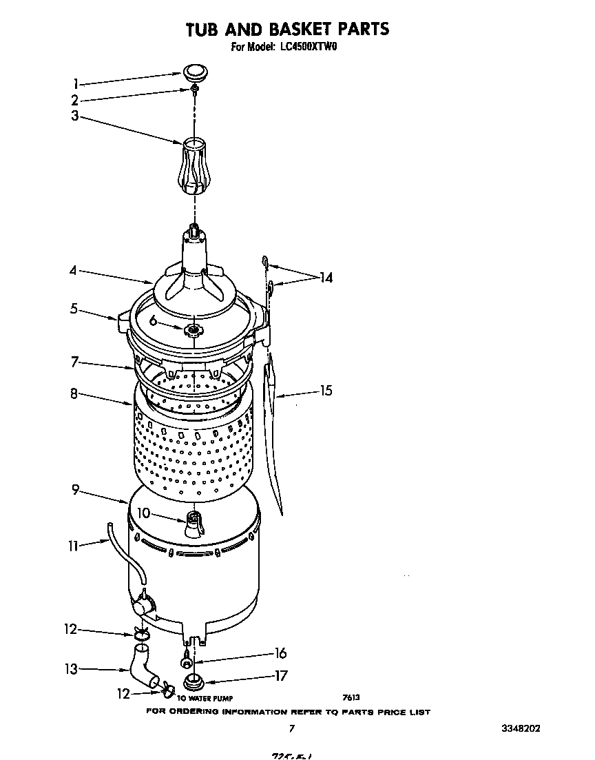 Whirlpool LC4500XTW0 tub and basket diagram