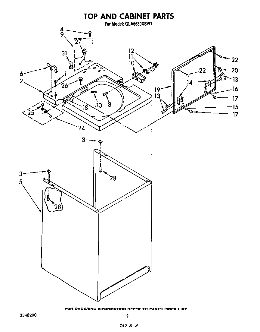 Whirlpool GLA5580XSW1 top and cabinet diagram