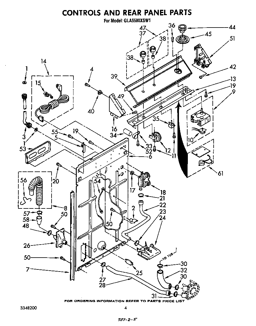 Whirlpool GLA5580XSW1 controls and rear panel diagram