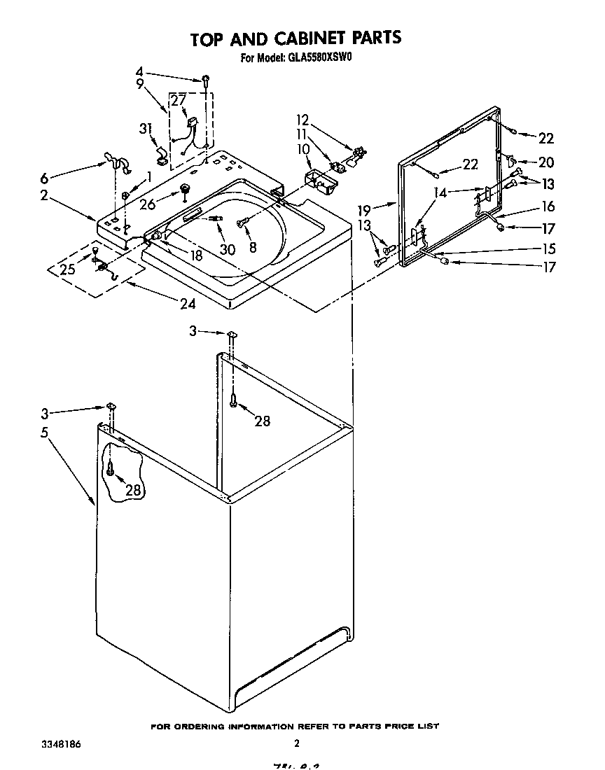 Whirlpool GLA5580XSW0 top and cabinet diagram