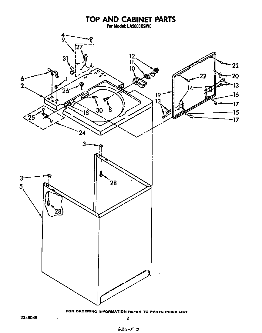Whirlpool LA5000XSW0 top and cabinet diagram