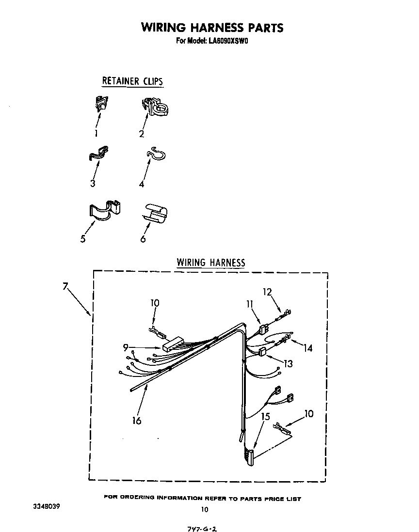 Whirlpool LA6090XSW0 wiring harness diagram