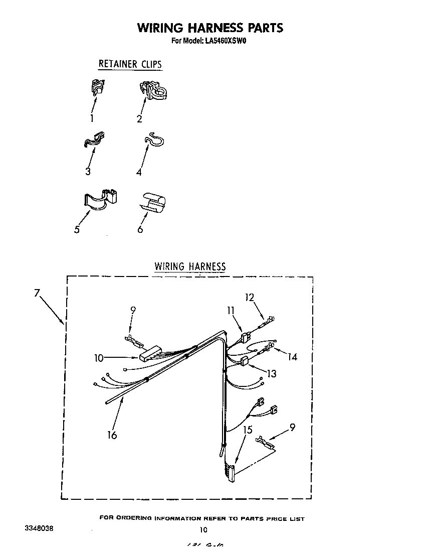 Whirlpool LA5460XSW0 wiring harness diagram