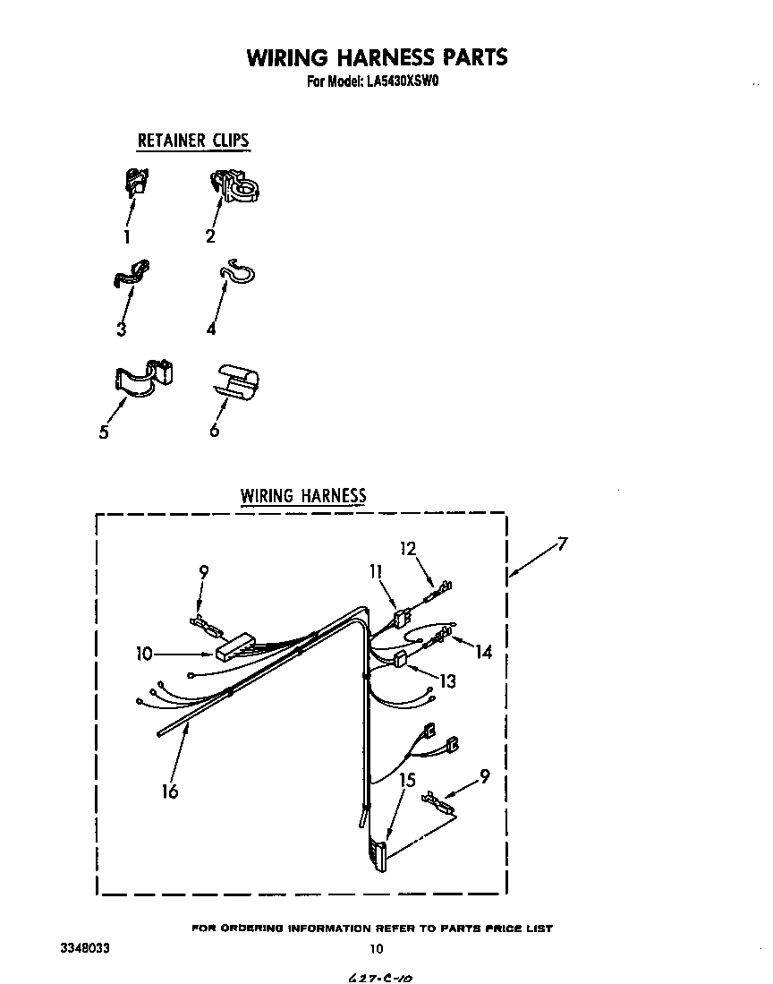 Whirlpool LA5430XSW0 wiring harness diagram
