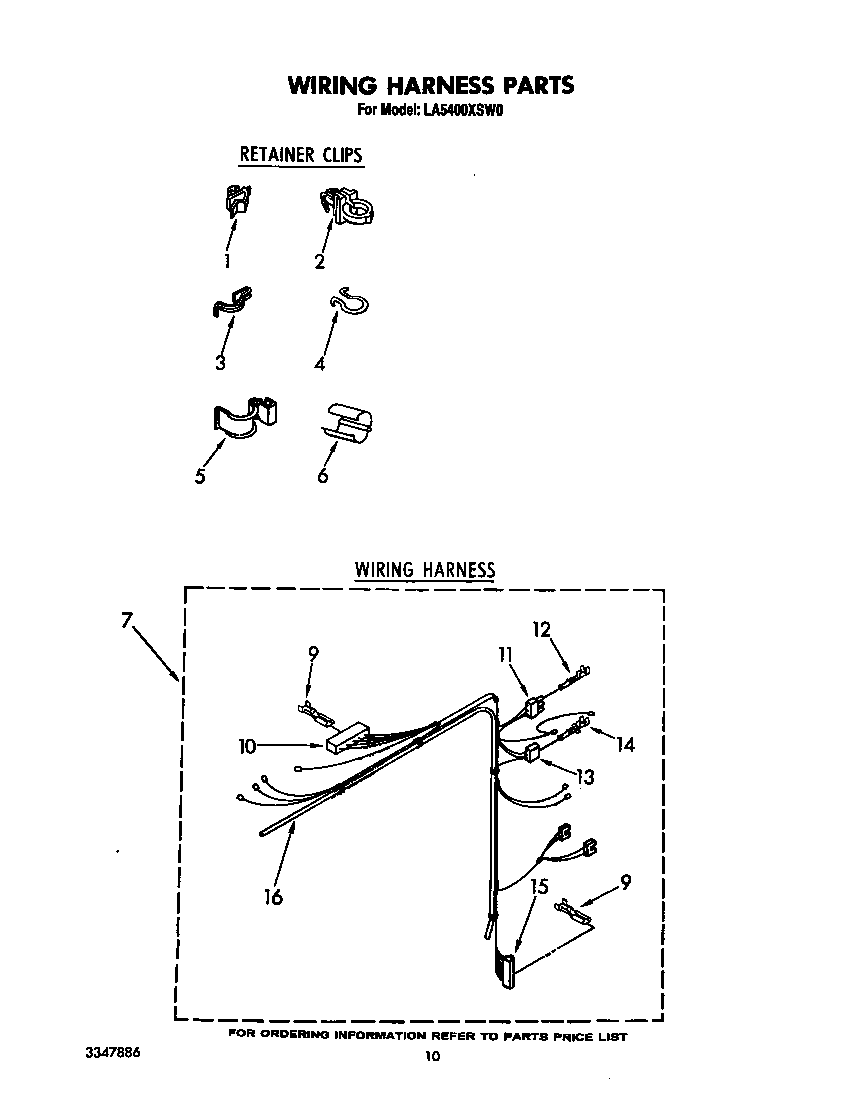 Whirlpool LA5400XSW0 wiring harness diagram