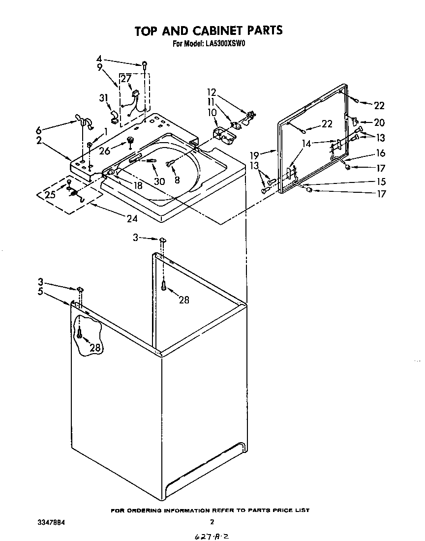 Whirlpool LA5300XSW0 top and cabinet diagram