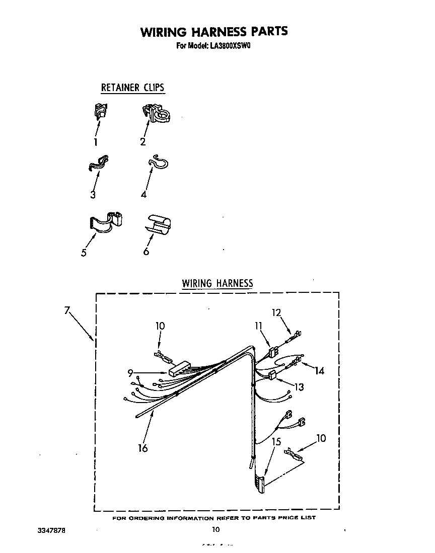 Whirlpool LA3800XSW0 wiring harness diagram