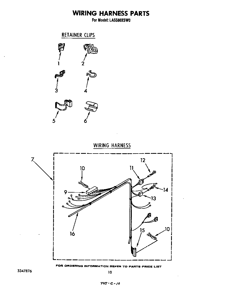 Whirlpool LA5580XSW0 wiring harness diagram