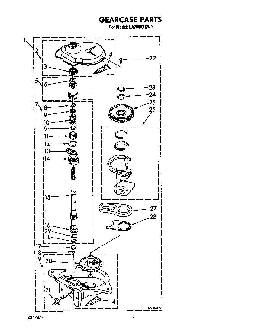 Whirlpool LA7680XSW0 gearcase diagram