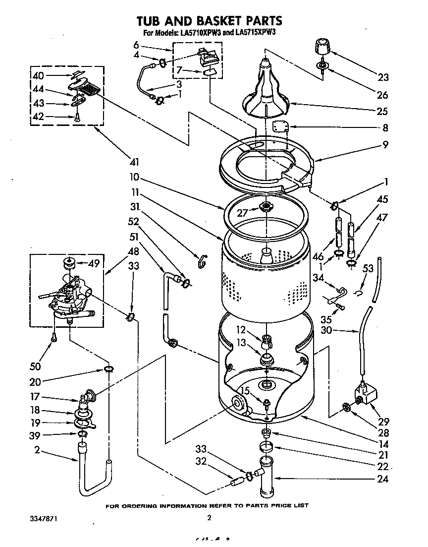 Whirlpool LA5710XPW3 tub and basket diagram
