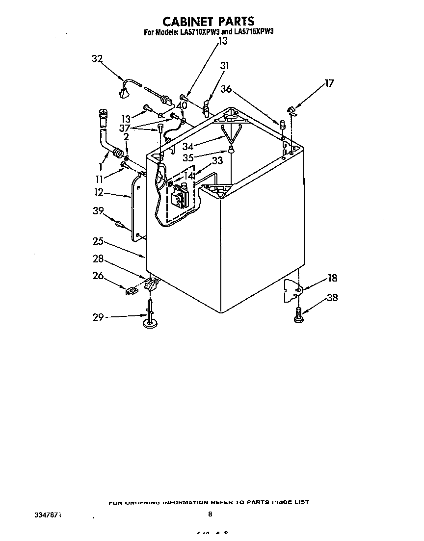 Whirlpool LA5710XPW3 cabinet diagram