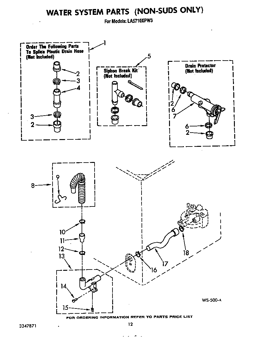 Whirlpool LA5710XPW3 water system (non-suds) diagram