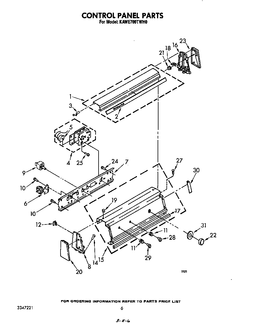 KitchenAid KAWE700TWH0 control panel diagram