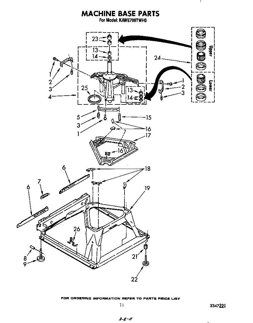KitchenAid KAWE700TWH0 machine base diagram