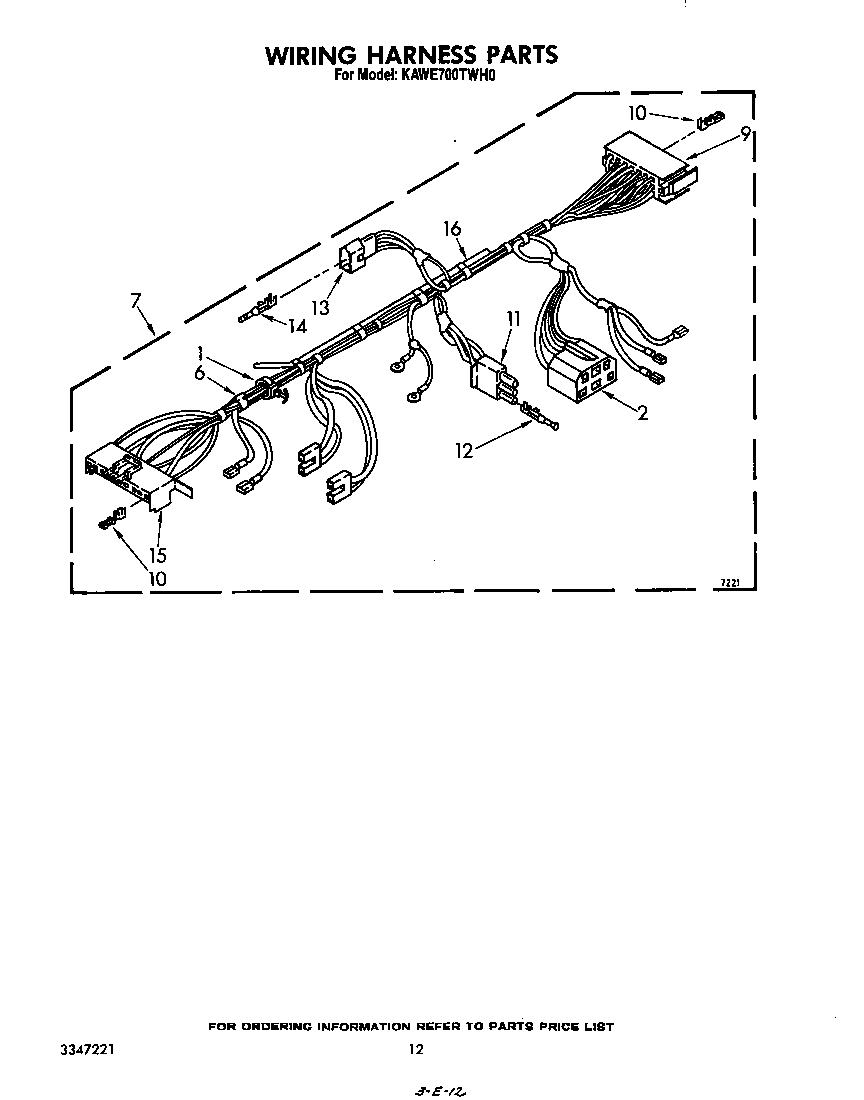 KitchenAid KAWE700TWH0 wiring harness diagram