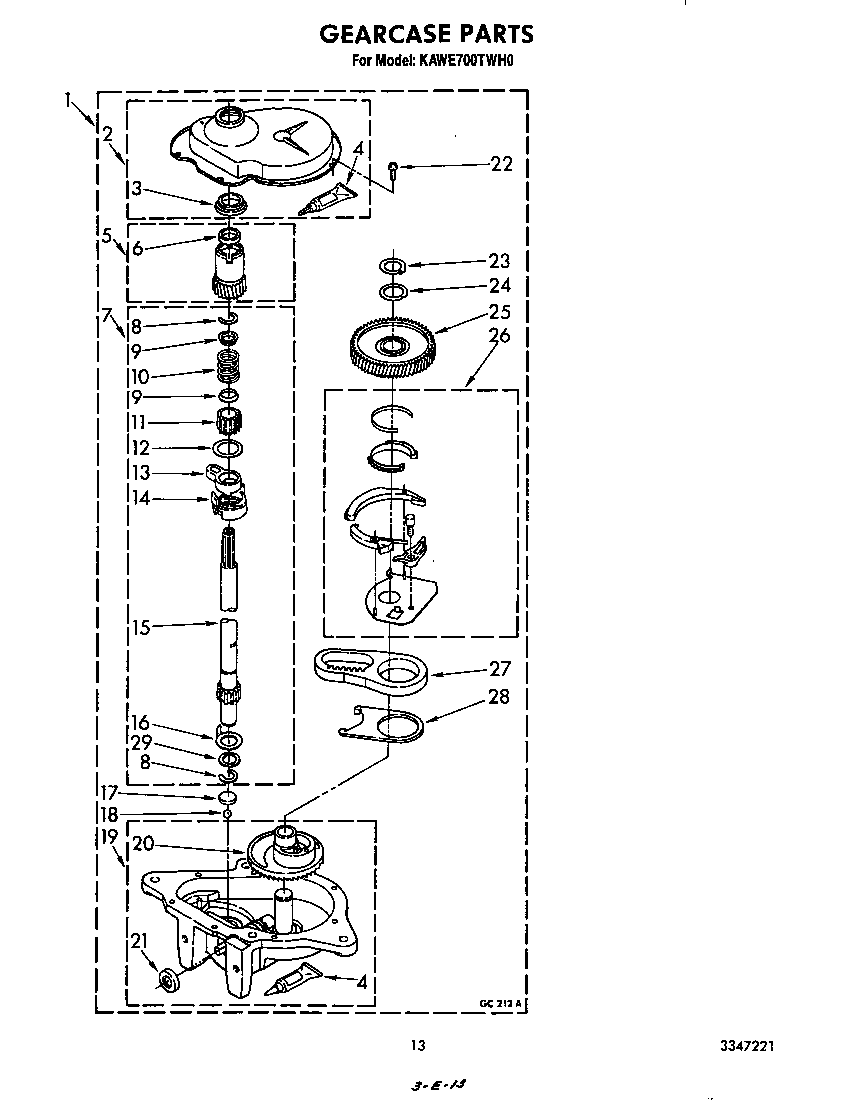 KitchenAid KAWE700TWH0 gearcase diagram