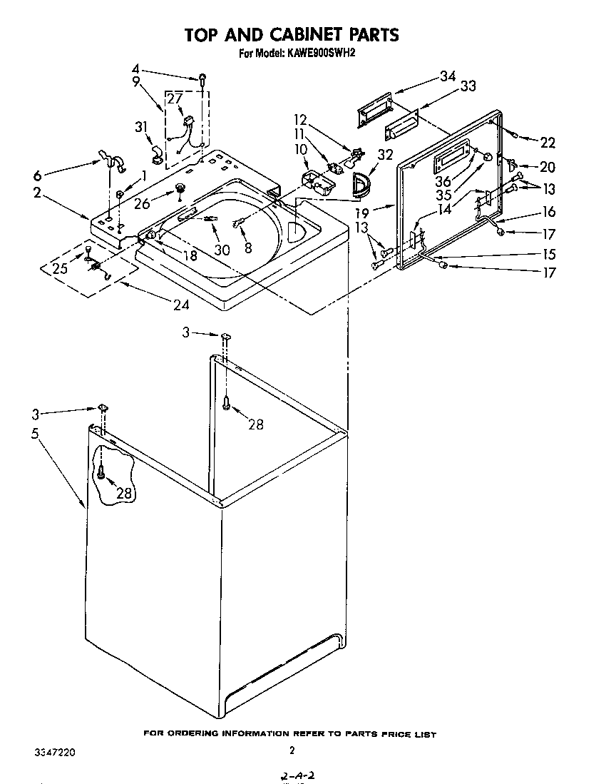 KitchenAid KAWE900SWH2 top and cabinet diagram