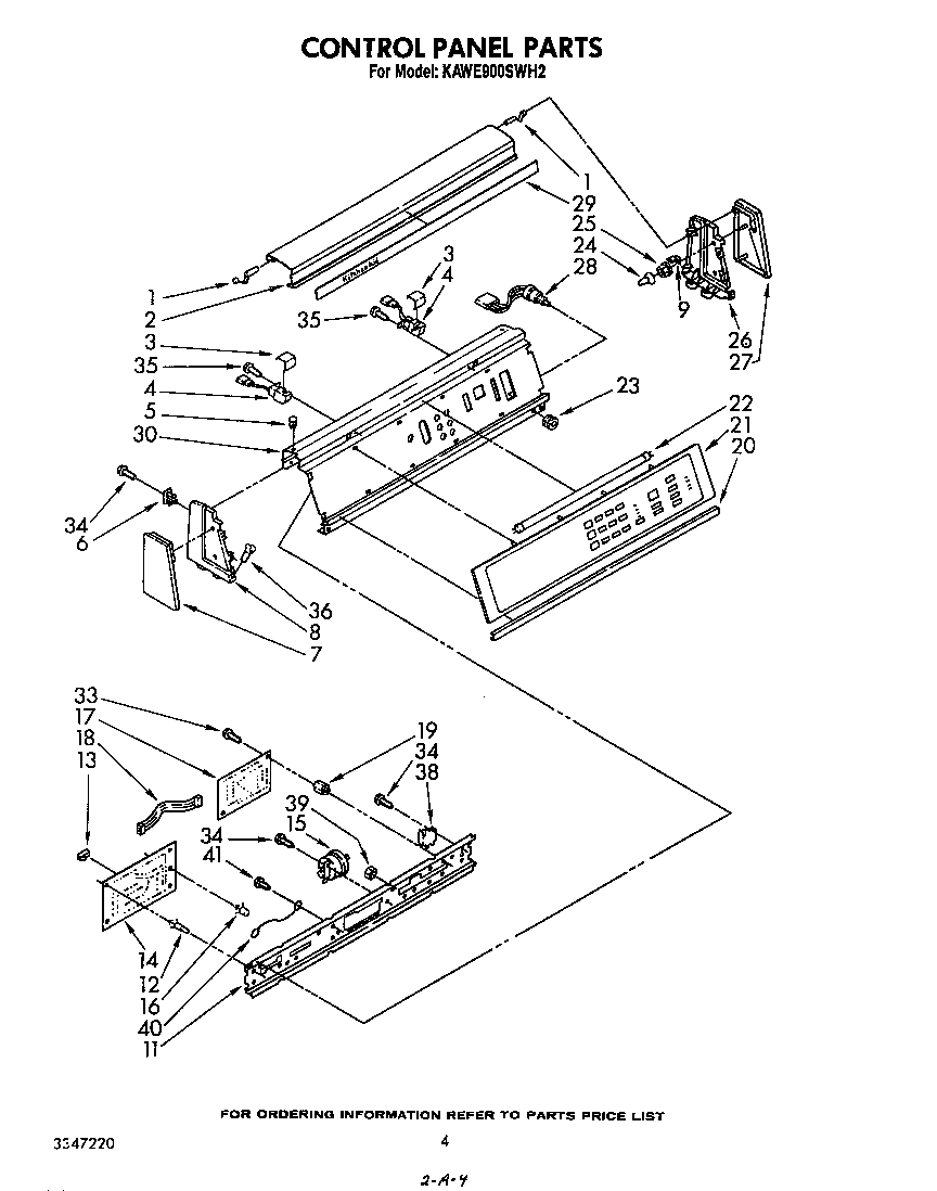 KitchenAid KAWE900SWH2 control panel diagram