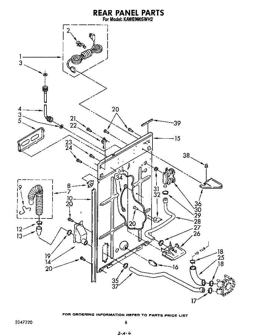 KitchenAid KAWE900SWH2 rear panel diagram