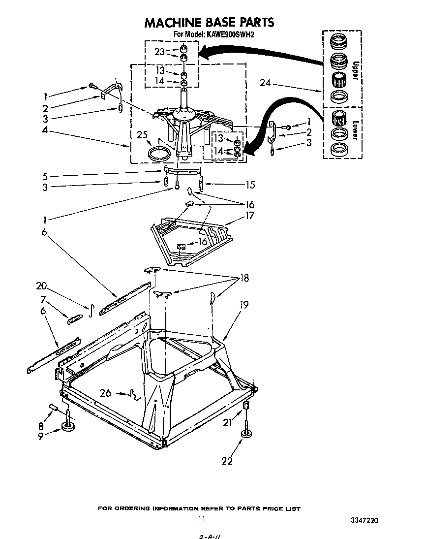 KitchenAid KAWE900SWH2 machine base diagram