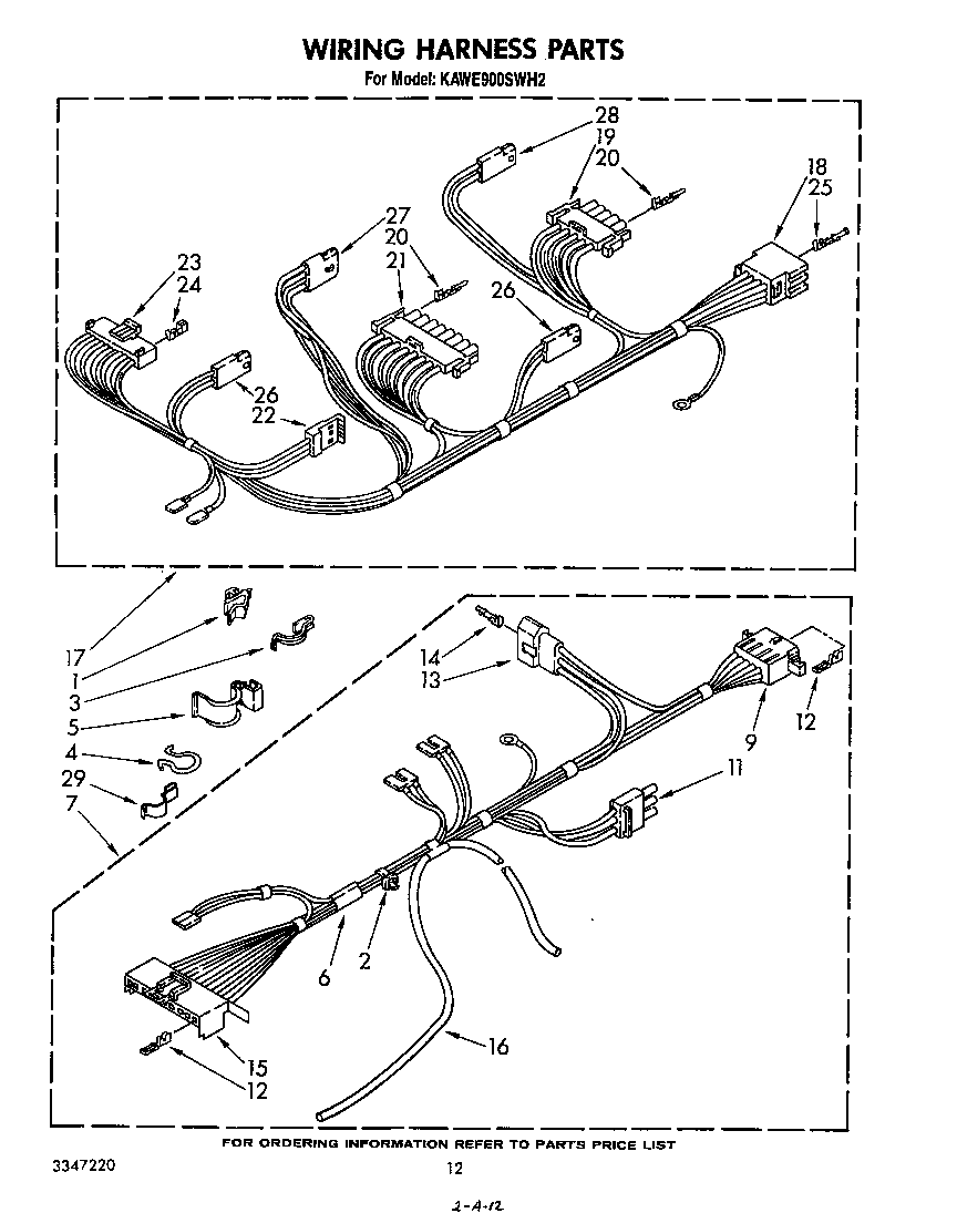 KitchenAid KAWE900SWH2 wiring harness diagram