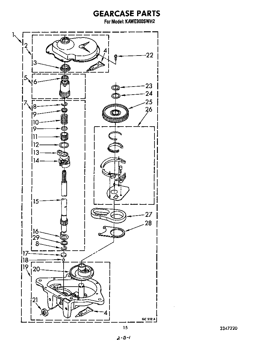 KitchenAid KAWE900SWH2 gearcase diagram