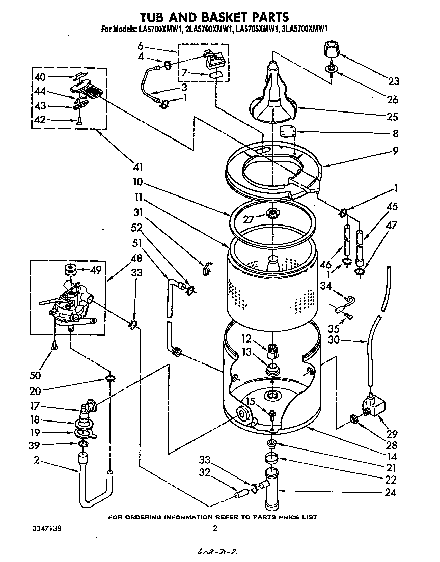 Whirlpool 2LA5700XMW1 tub and basket diagram