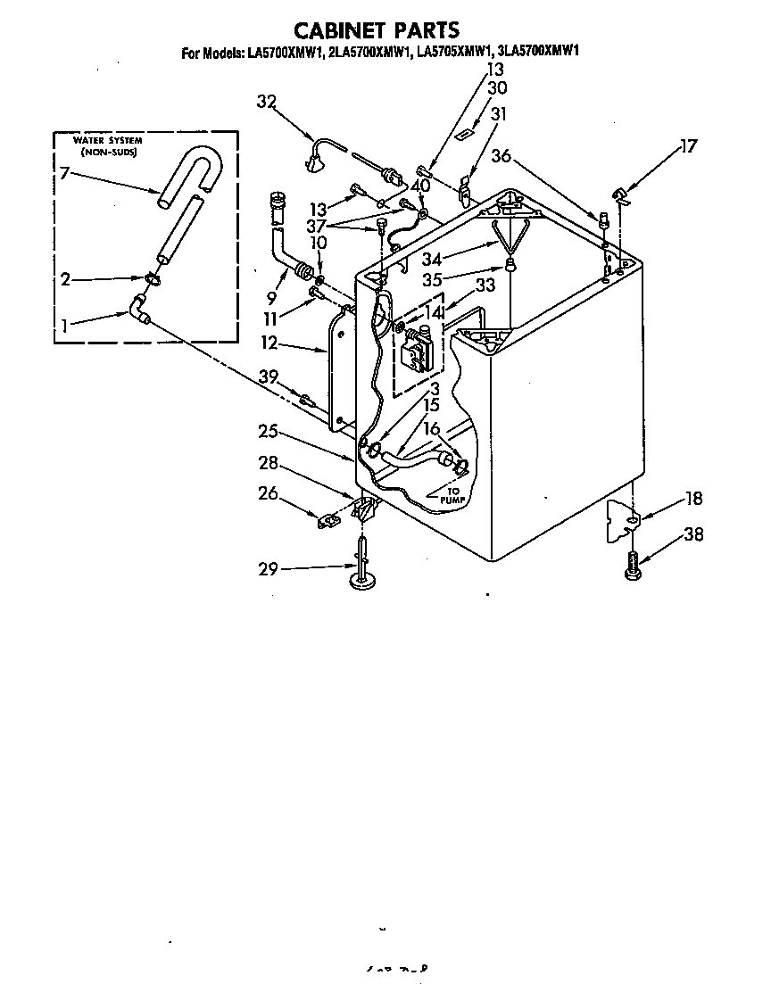 Whirlpool 2LA5700XMW1 cabinet diagram
