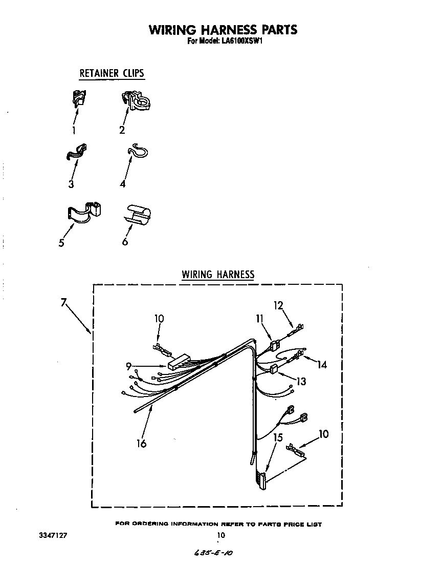 Whirlpool LA6100XSW1 wiring harness diagram