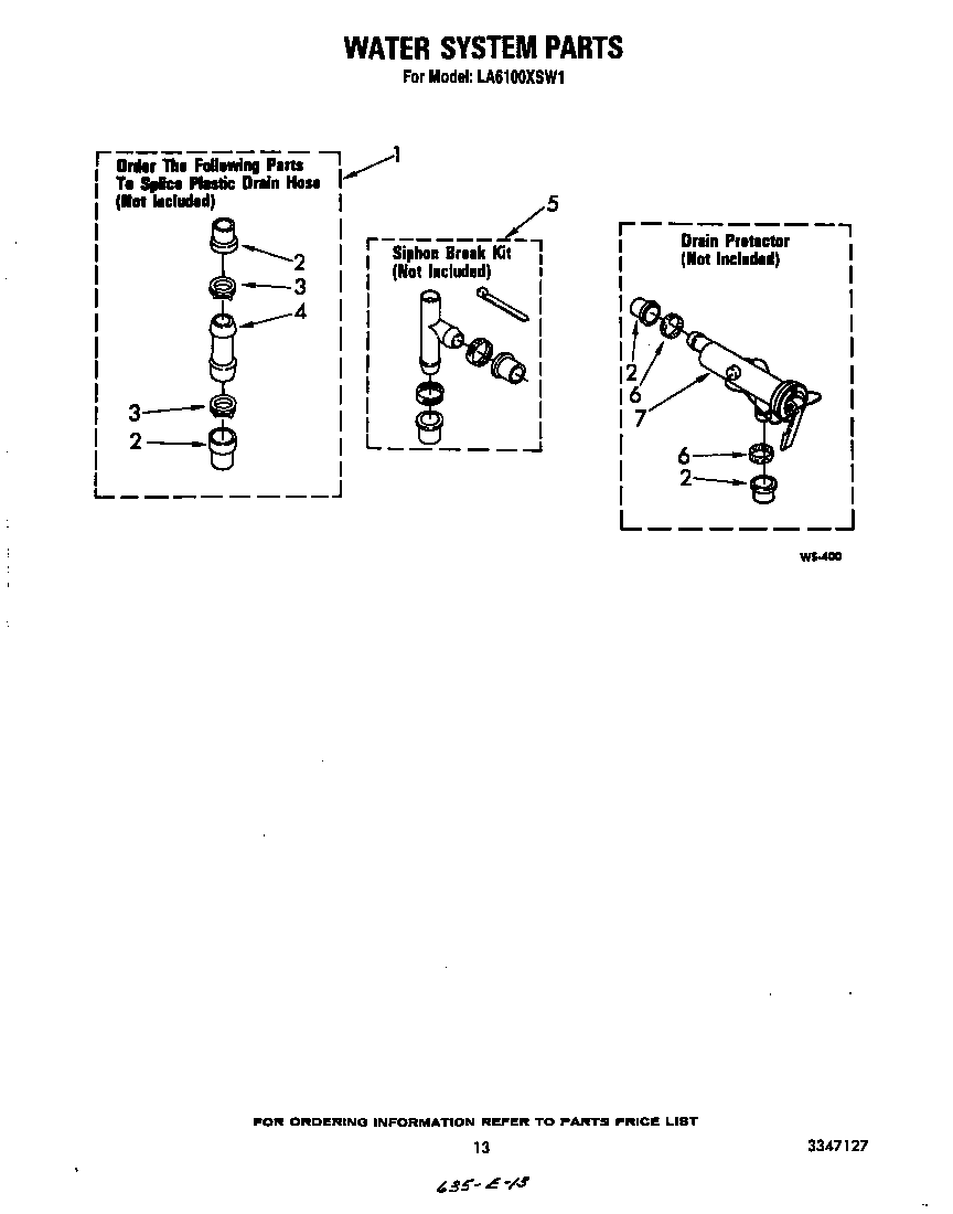 Whirlpool LA6100XSW1 water system diagram