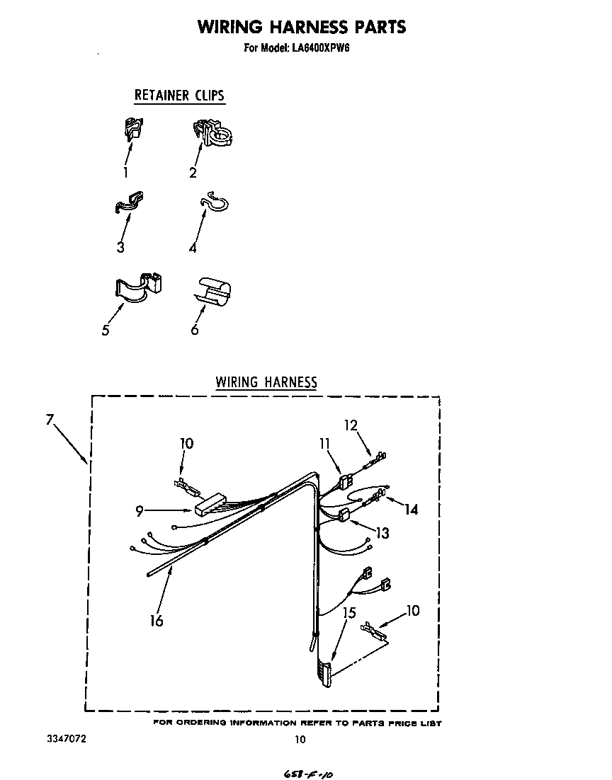 Whirlpool LA6400XPW6 wiring harness diagram