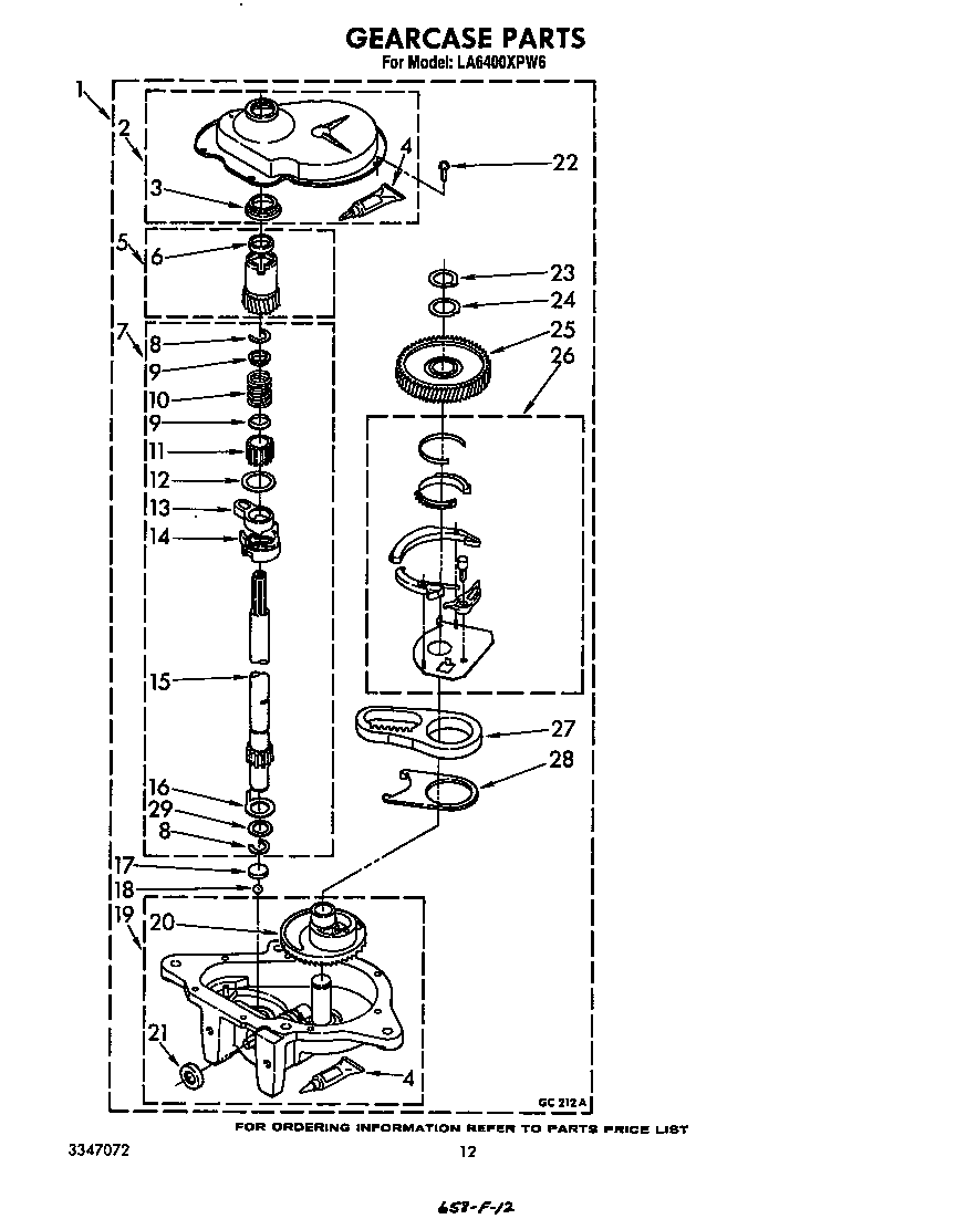 Whirlpool LA6400XPW6 gearcase diagram