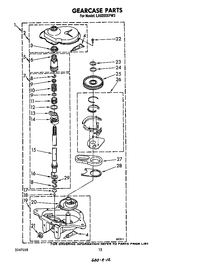 Whirlpool LA6200XPW3 gearcase diagram
