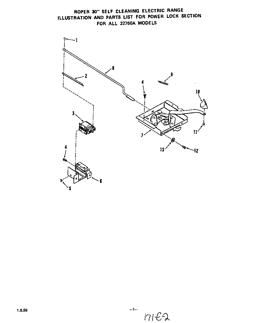 Roper 2276*0A power lock diagram