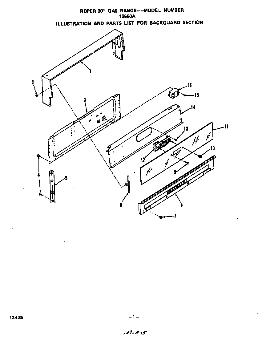 Roper 1266*0A backguard diagram