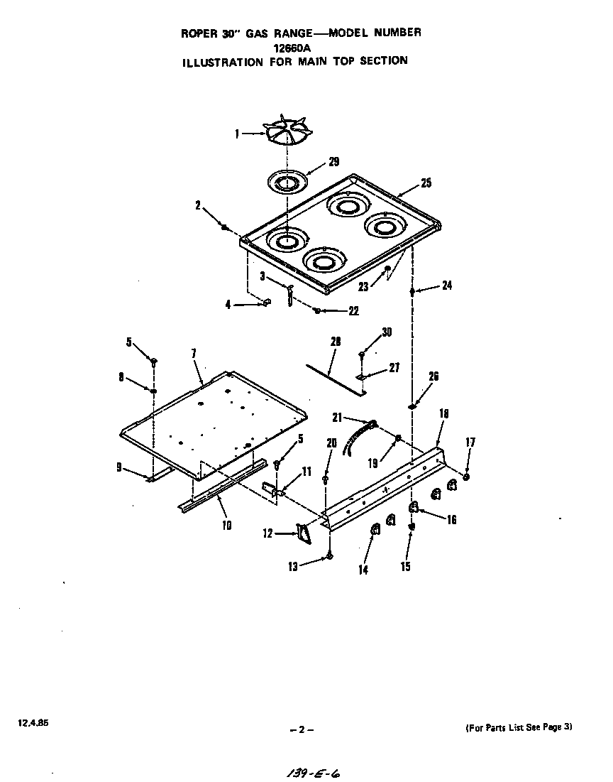 Roper 1266*0A main top diagram