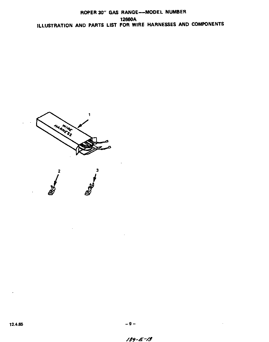 Roper 1266*0A wire harness and components diagram
