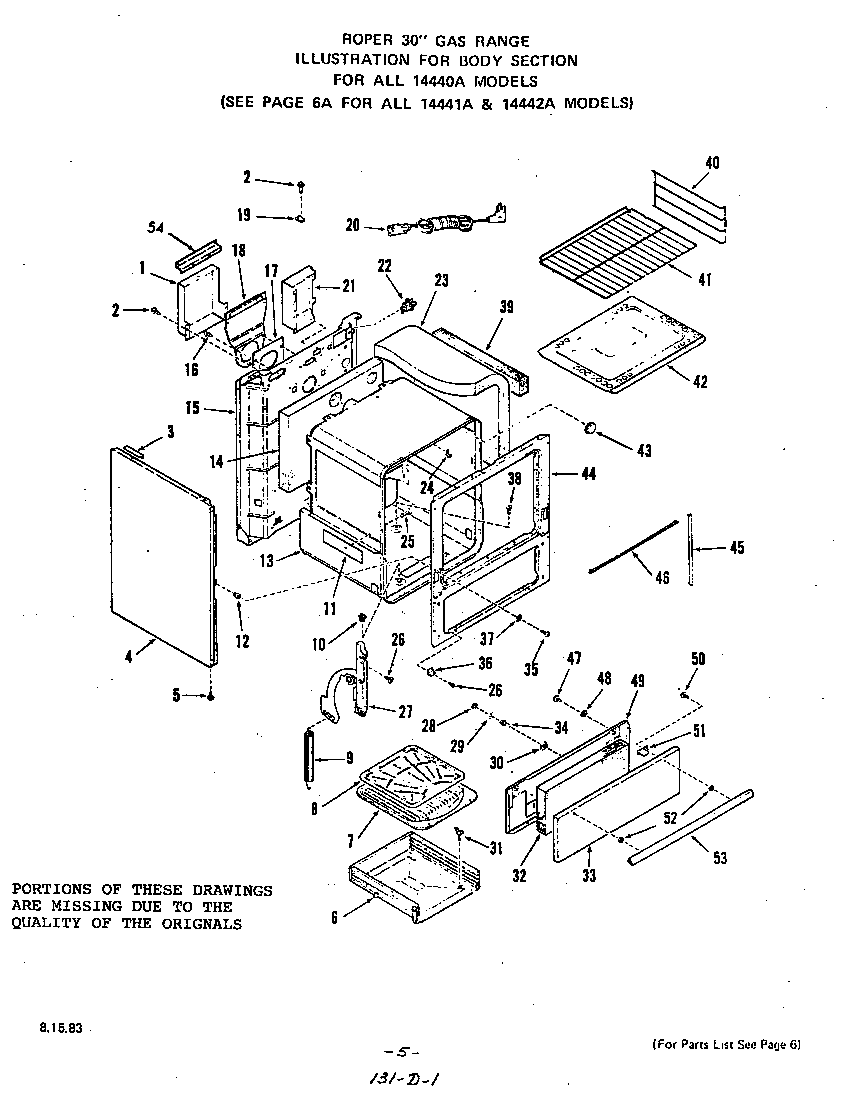 Roper 1444*0A body diagram