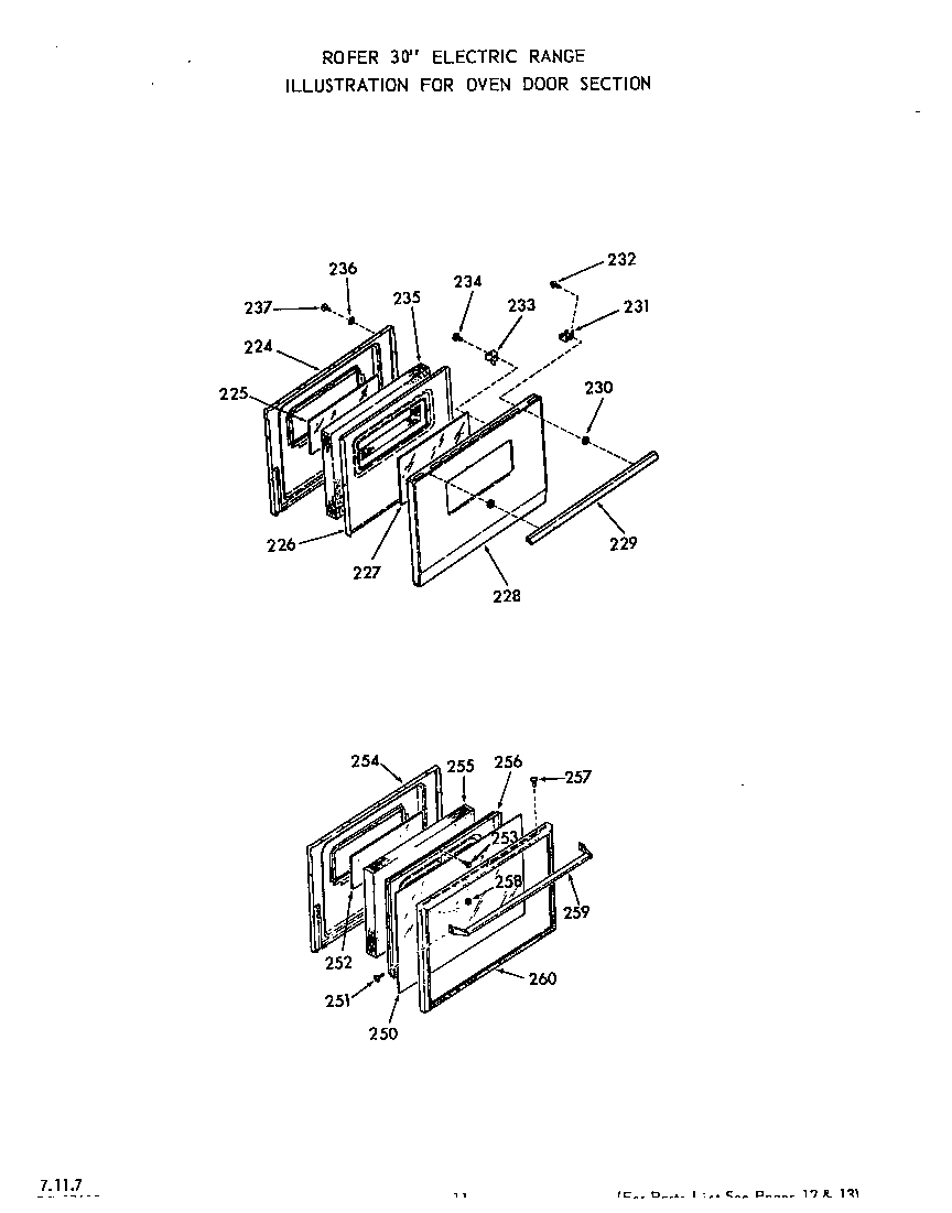 Roper 2236W10 oven door diagram