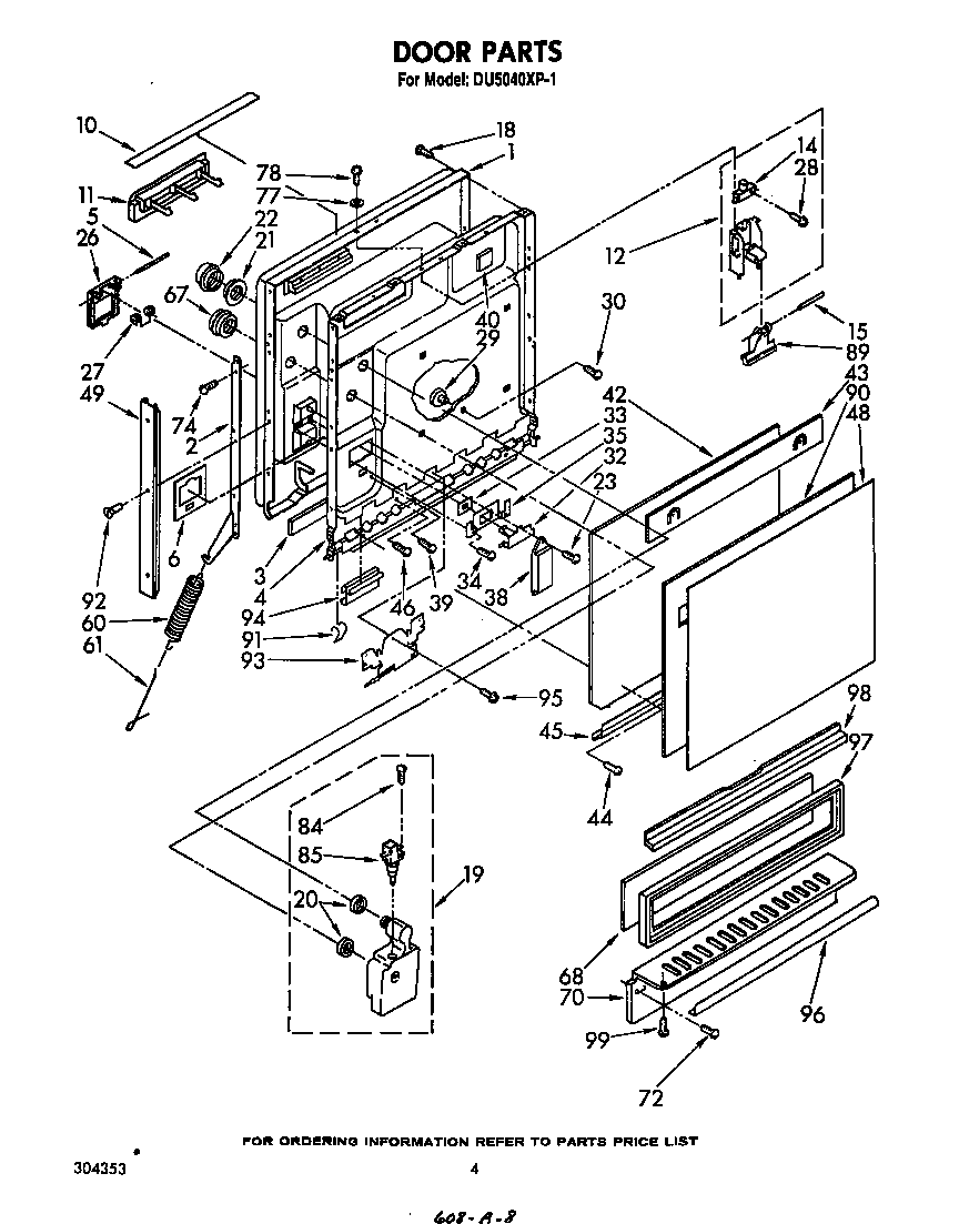 Whirlpool DU5040XP1 door diagram
