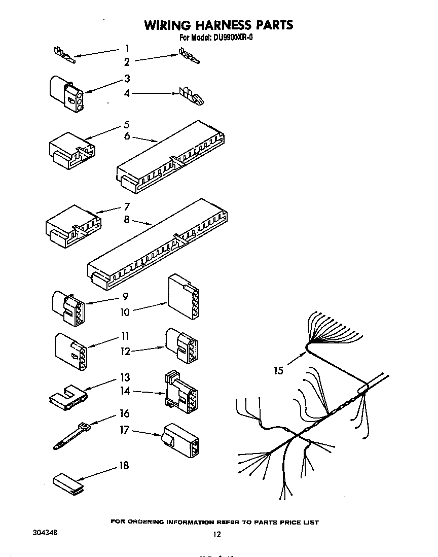 Whirlpool DU9900XR0 wiring harness diagram