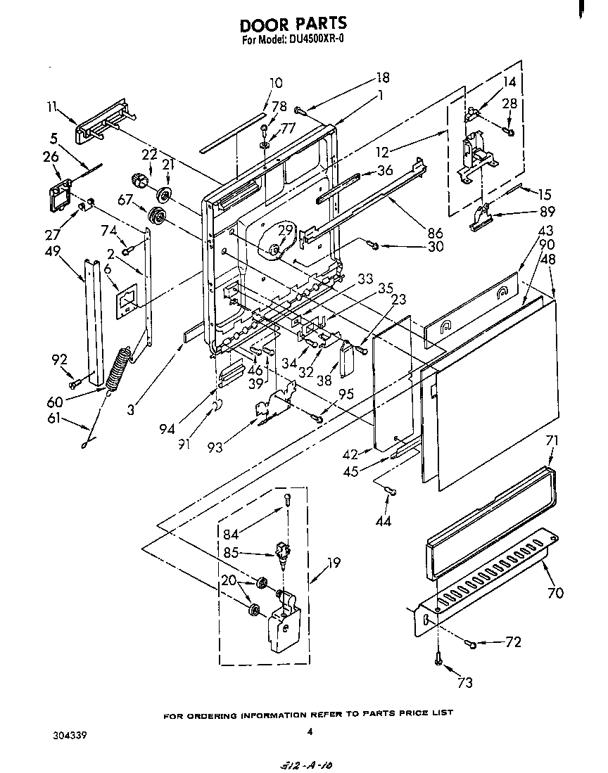 Whirlpool DU4500XR0 door diagram